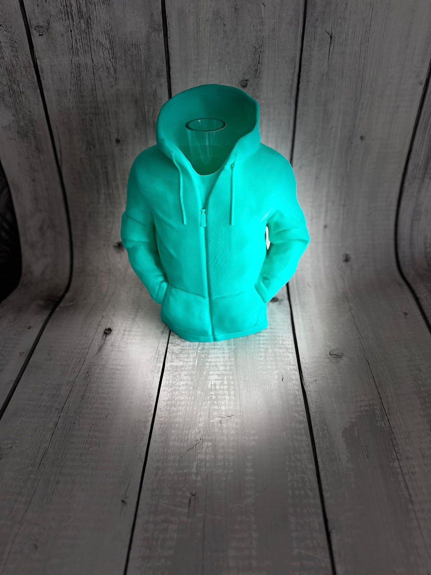 3D Printed Hoodie Vase in custom colour on table