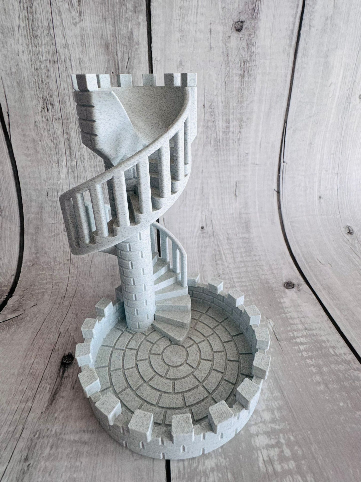 3D Printed Dice Tower – Grey Stone Effect | Custom Colours