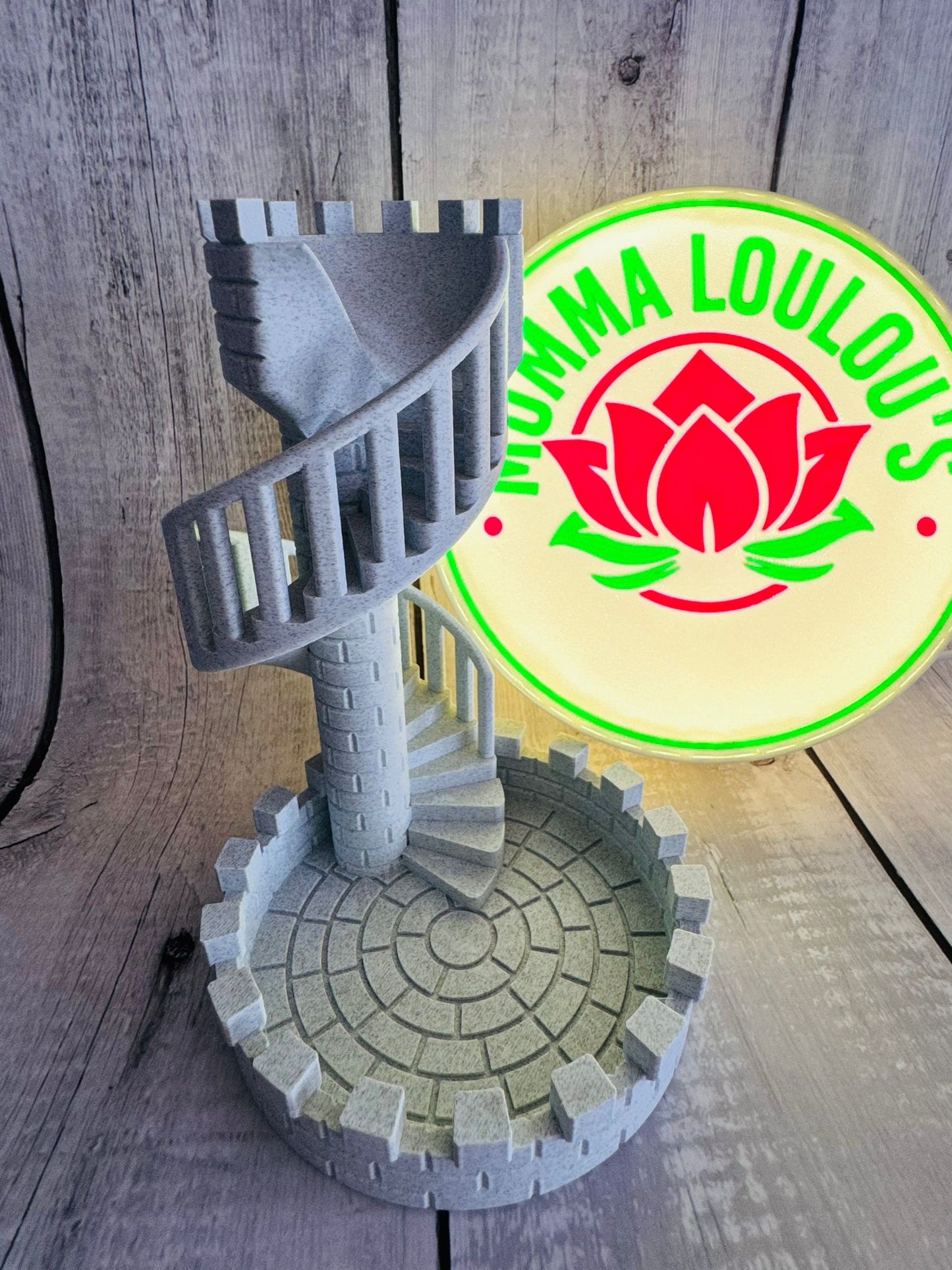 3D Printed Dice Tower – Grey Stone Effect | Custom Colours