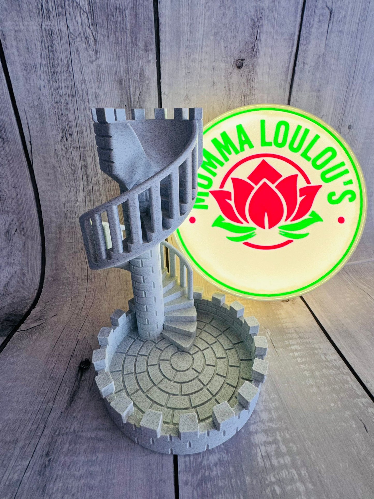 3D Printed Dice Tower – Grey Stone Effect | Custom Colours