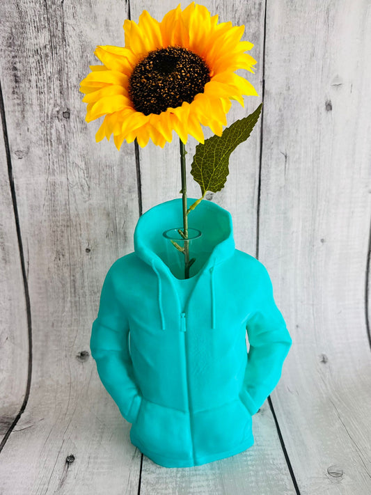 3D Printed Hoodie Vase in custom colour on table