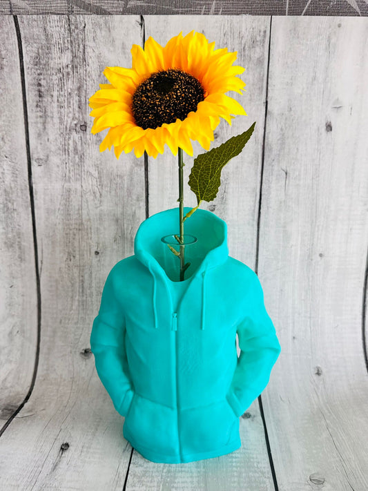 3D Printed Hoodie Vase in custom colour on table