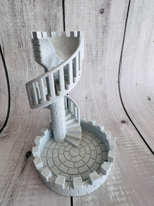 3D Printed Dice Tower – Grey Stone Effect | Custom Colours